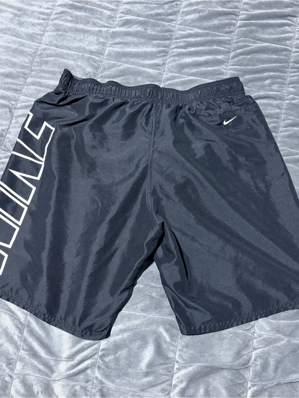 Nike Swim Men’s XL Black Logo Swim Trunks Lined Drawstring Shorts